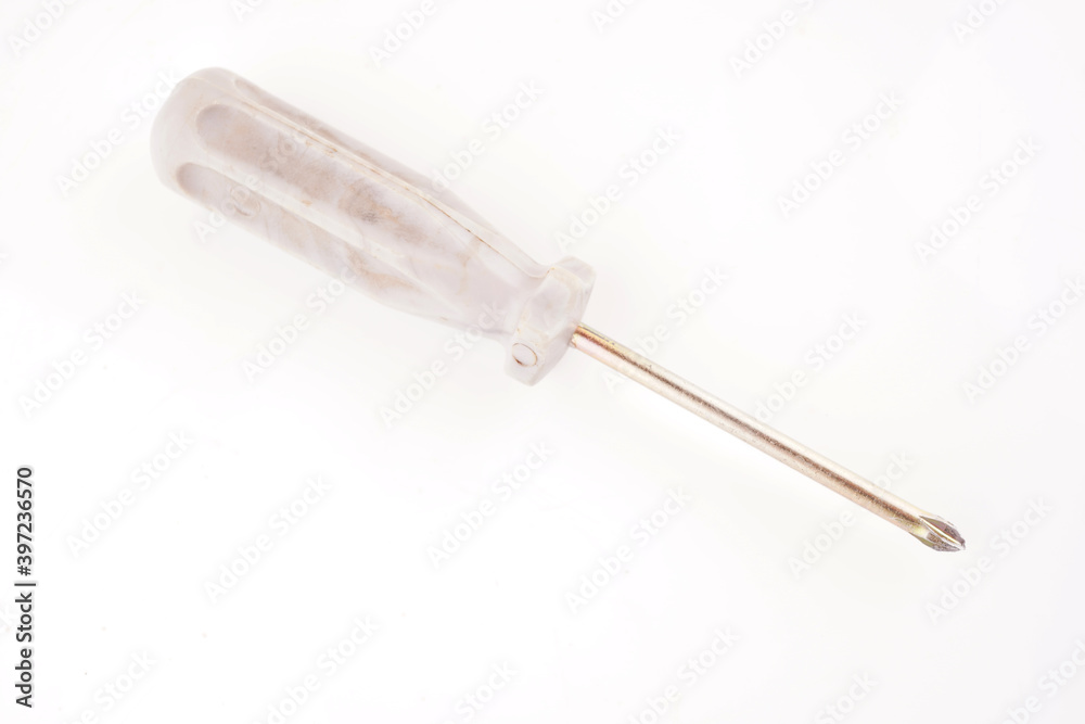 gray screwdriver on a white background gray screwdriver on a white background