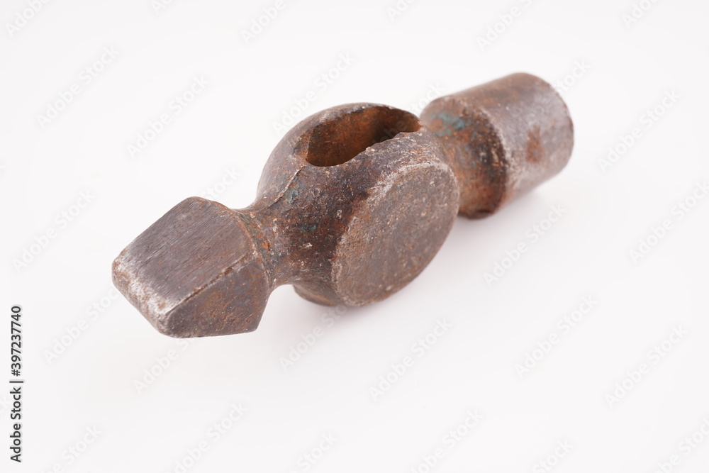 old hammer with wooden handle on white background old hammer with wooden handle on white background