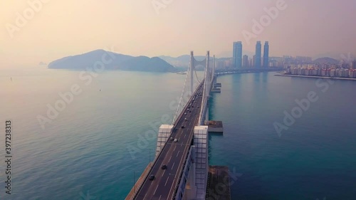 Aerial view Gwangan bridge at Busan,South Korea