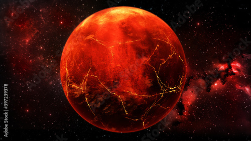 Red planet in the space 3D Illustration