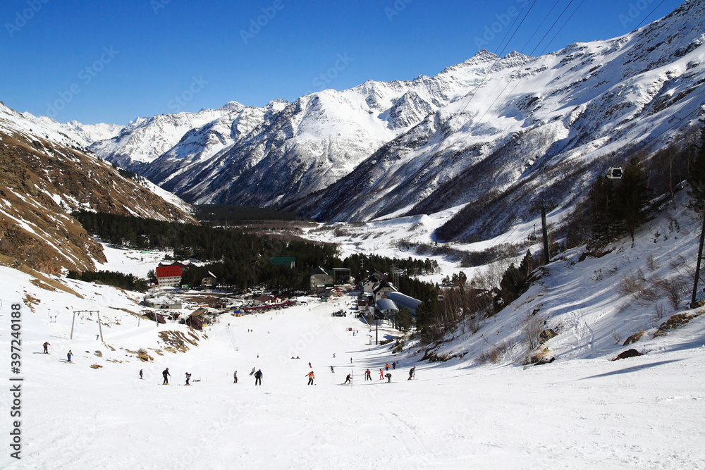 Glade Azau and ski resort, Elbrus region, Caucasus