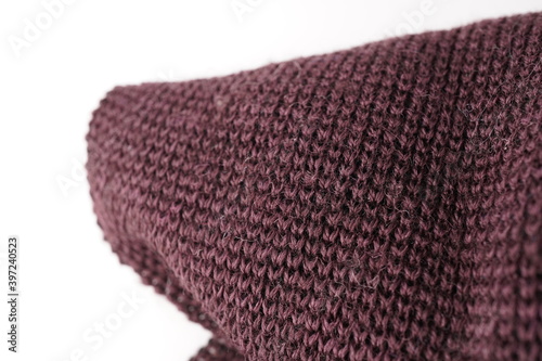 brown knitted fabric on white background