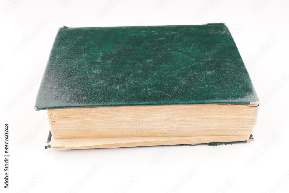 old green dictionary on white background old green dictionary on white background