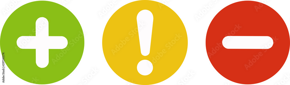 Plus, minus, exclamation mark signs icon set Plus, minus, exclamation mark signs icon set