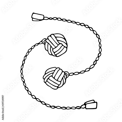 Hand drawn doodle style Fire Poi in vector. Isolated illustration on white background. For interior design, wallpaper, packaging, poster