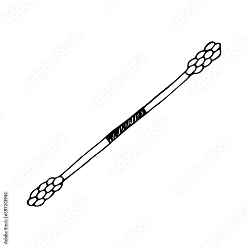 Hand drawn doodle style Fire Staff in vector. Isolated illustration on white background. For interior design, wallpaper, packaging, poster
