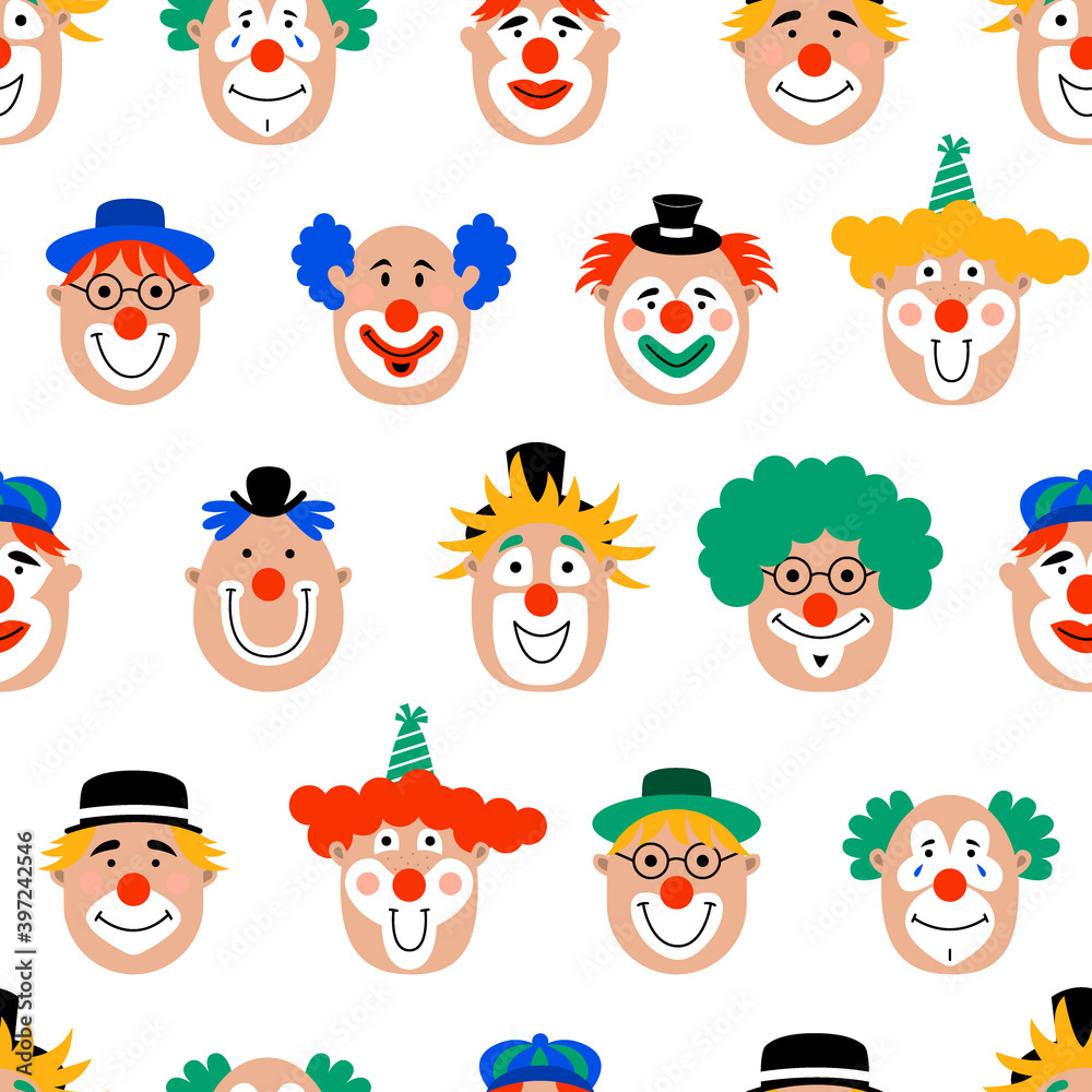 Obraz premium Fun clowns seamless pattern.