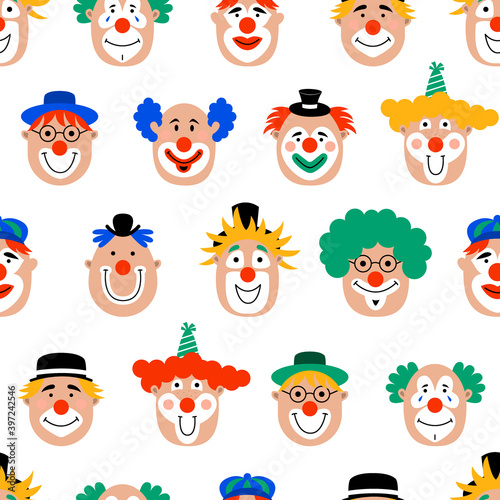Fun clowns seamless pattern.
