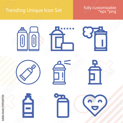 Simple set of distressed related lineal icons.