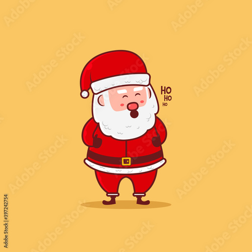 Christmas icon concept.Cute Santa Claus Laughing ho ho ho vector icon illustration.Christmas Character Flat Cartoon Style Suitable for Web Landing Page, Banner, Flyer, Sticker, Card