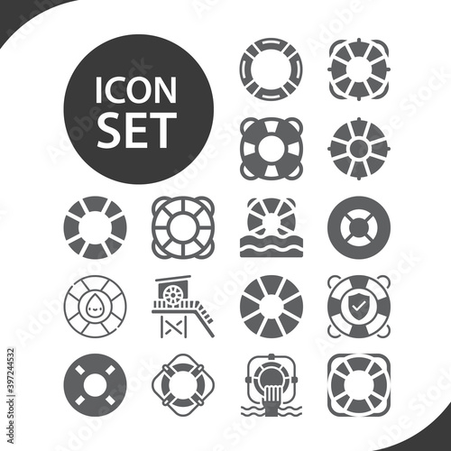Simple set of lifebuoy related filled icons.