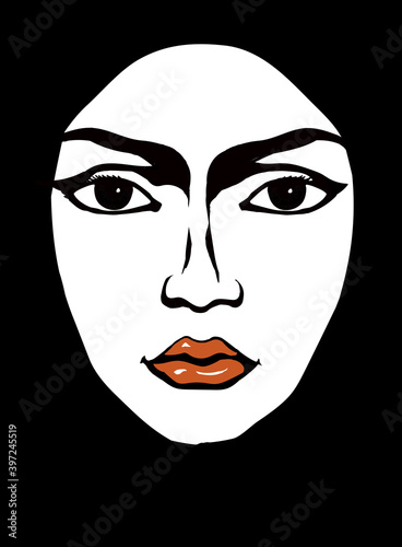 Woman face. Vector drawing icon