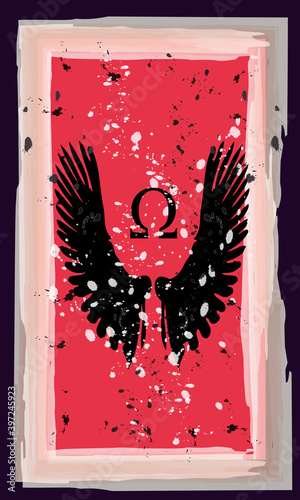 Tarot cards - back design.  Angel wings, Omega