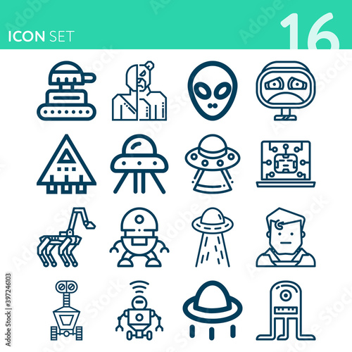 Simple set of 16 icons related to false statement