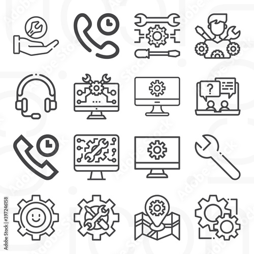 16 pack of theoretical  lineal web icons set