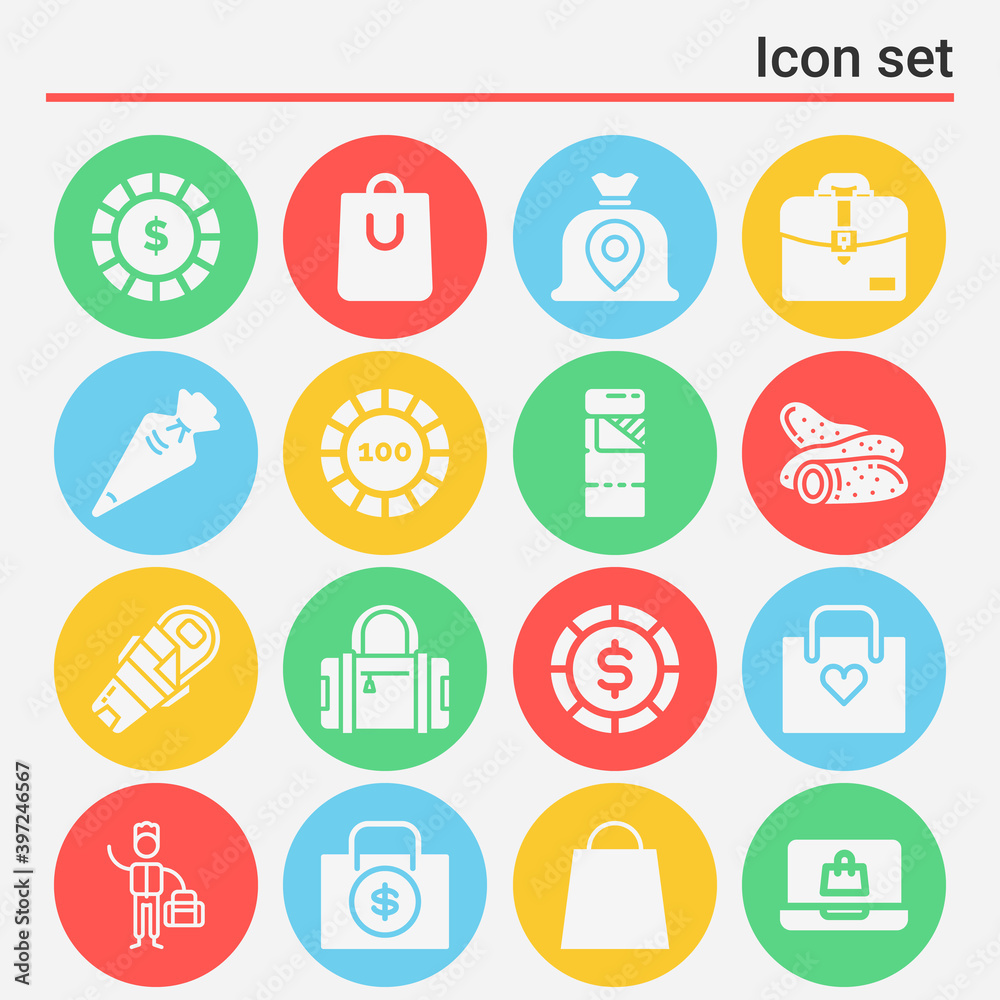 Fototapeta premium 16 pack of chips filled web icons set