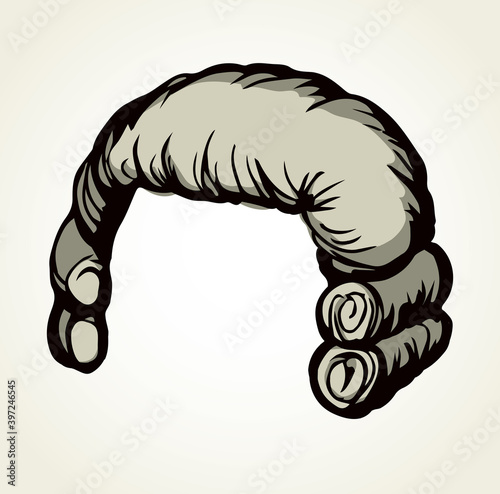 Vintage french wig. Vector drawing
