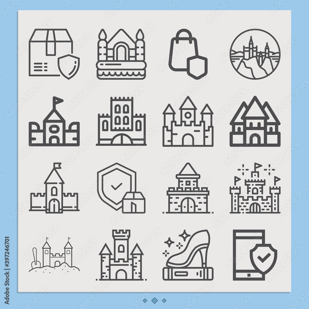 Simple set of fortified related lineal icons.