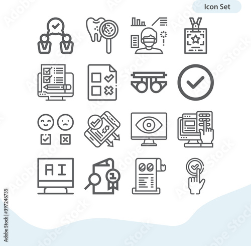 Simple set of verification related lineal icons.