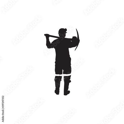 Gold miner logo design pick axe template