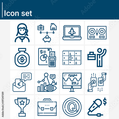 Simple set of treasurer related lineal icons.