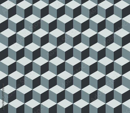 Vector seamless pattern of 3d isometric sacred geometry grid graphic deco hexagon