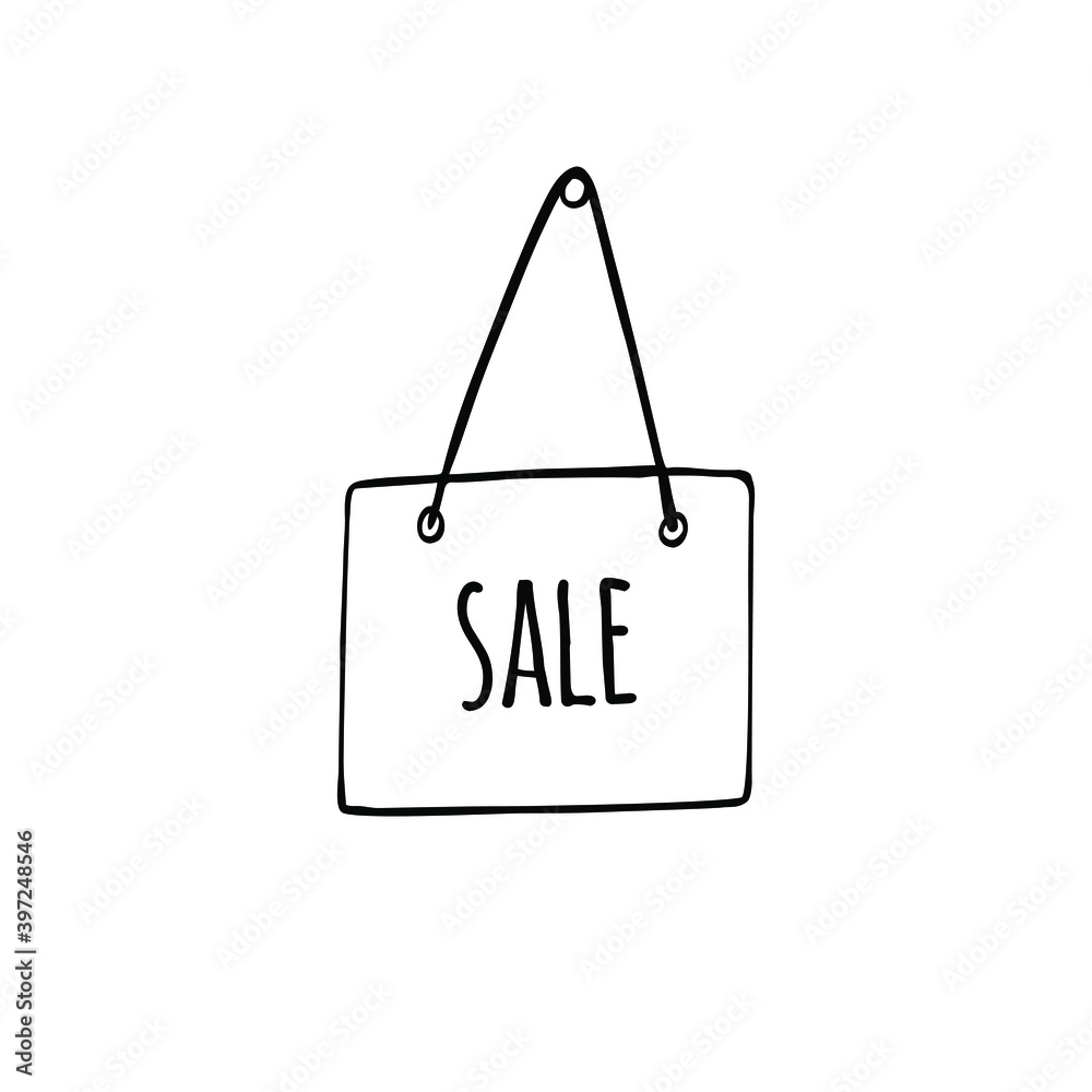 Vector hand drawn doodle sketch sale door sign isolated on white background Vector hand drawn doodle sketch sale door sign isolated on white background