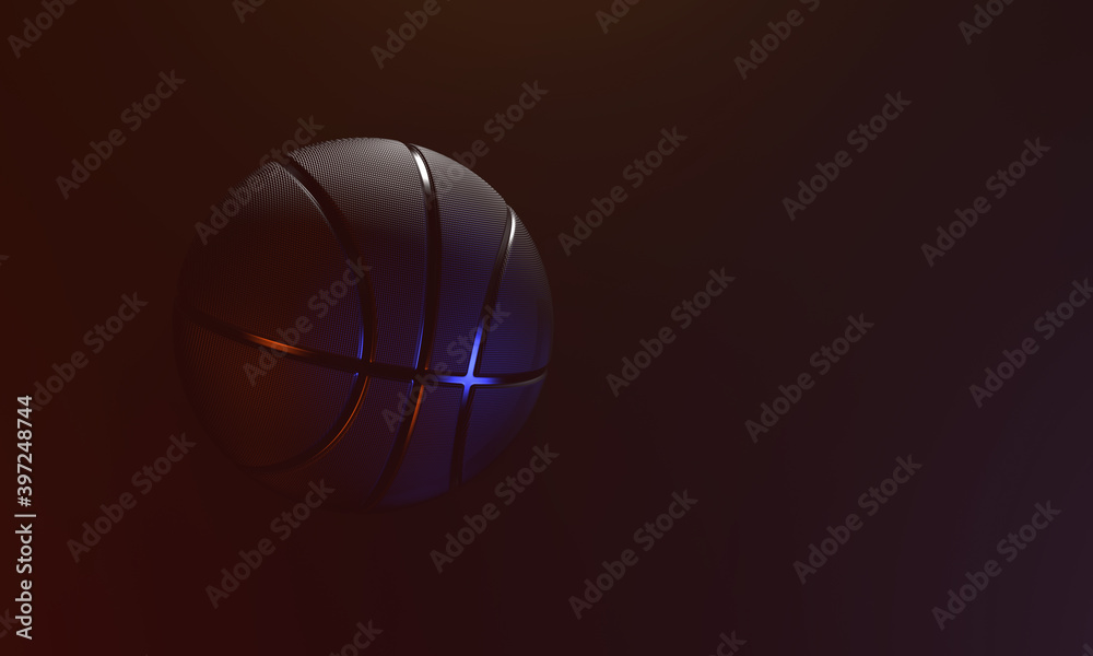 Basketball ball on an black background. Sport. 3d rendering.