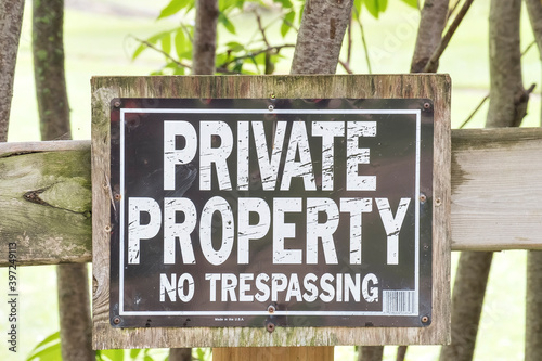 A private property no trespassing sign