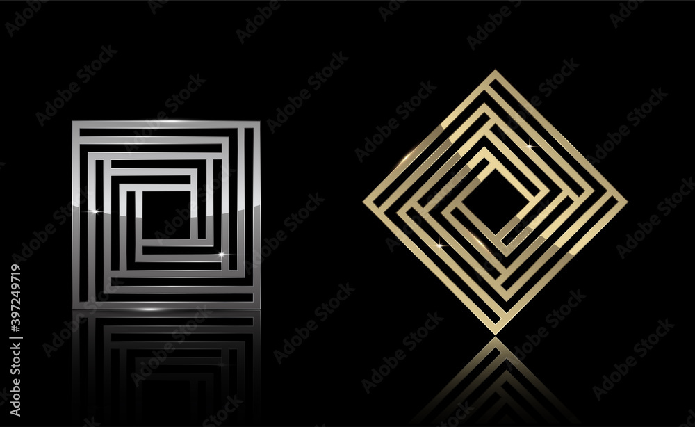 Gold and Silver Square shape, Exclusive, Premium, Luxury, Creative Design, Vector and Illustration. Gold and Silver Square shape, Exclusive, Premium, Luxury, Creative Design, Vector and Illustration.