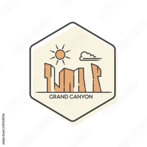 Grand Canyon National Park - Arizona, U.S.A Lineal Color Icon. Landmark Buildings Icon Vector Illustration Concept.