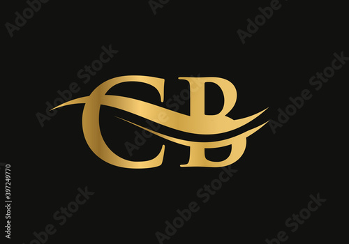 CB logo design. Creative and Minimalist Letter CB Logo Design with water wave concept.