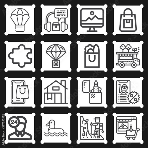 16 pack of bringing  lineal web icons set