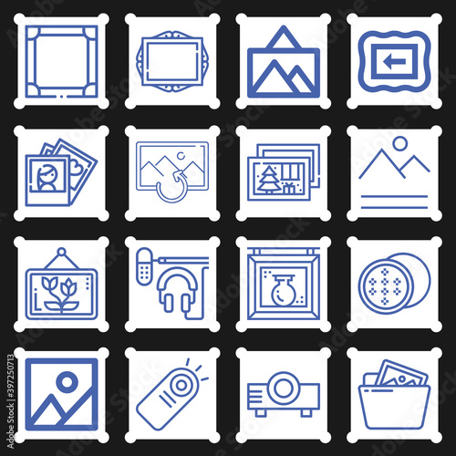 16 pack of album  lineal web icons set