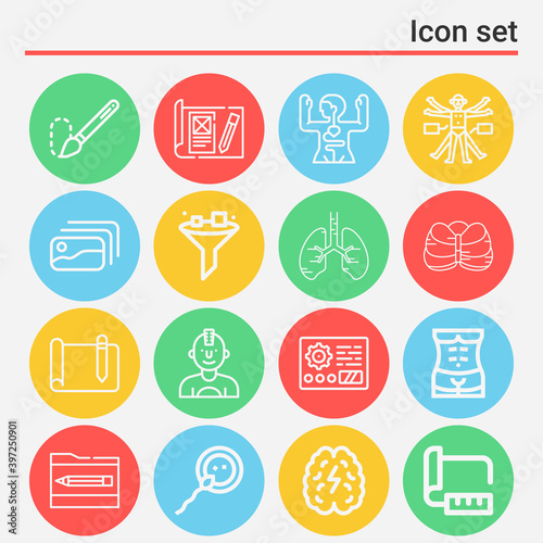 16 pack of recruit  lineal web icons set