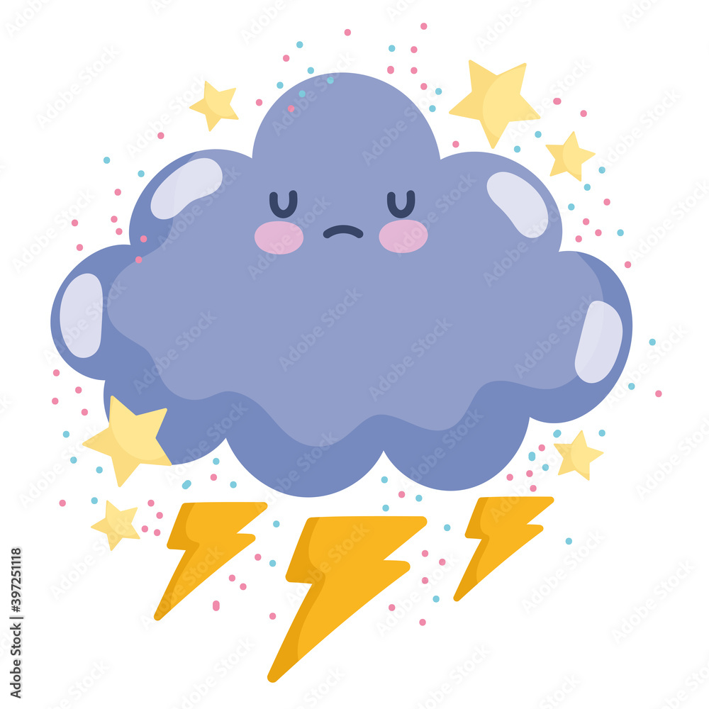 weather cute cloud thunder storm sky decoration weather cute cloud thunder storm sky decoration