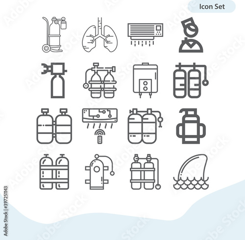 Simple set of breath related lineal icons.