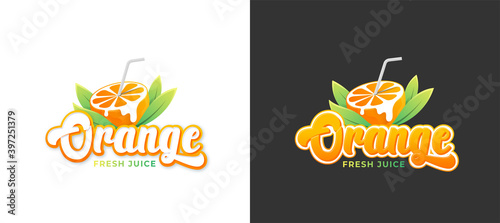 editable text style orange juice logo