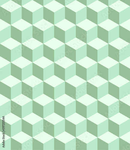 Vector seamless pattern of mint 3d isometric sacred geometry grid graphic deco hexagon
