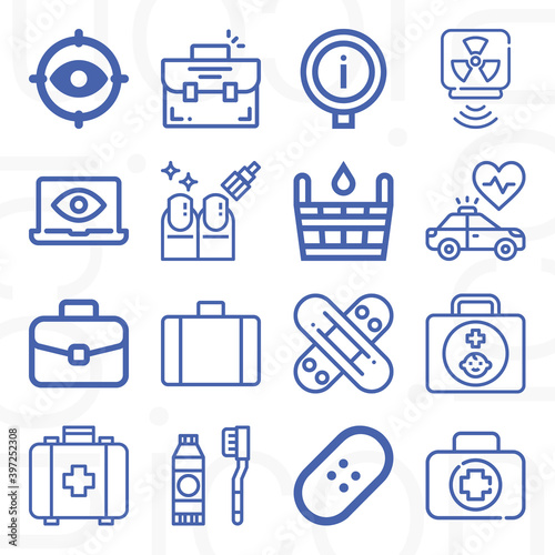 16 pack of attention  lineal web icons set