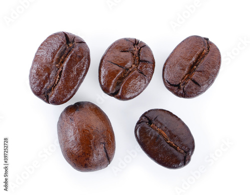 coffee bean isolated on black background.