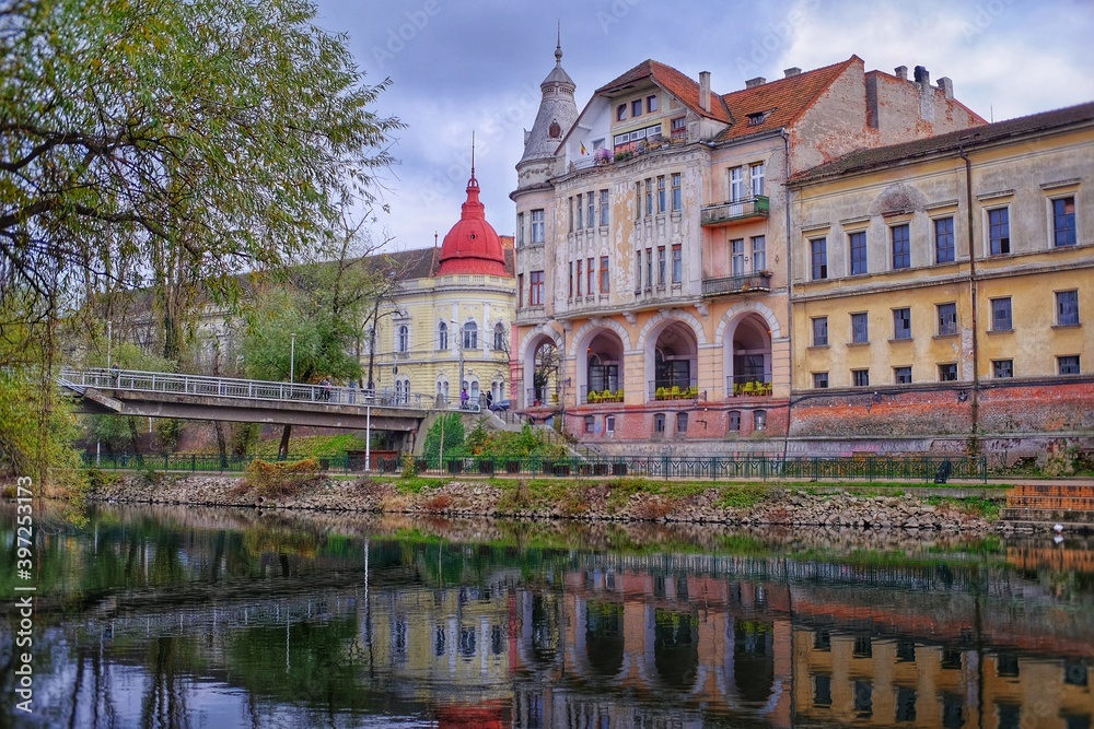 The promenade on the bank of Crisul Repede in Oradea, Romania The promenade on the bank of Crisul Repede in Oradea, Romania
