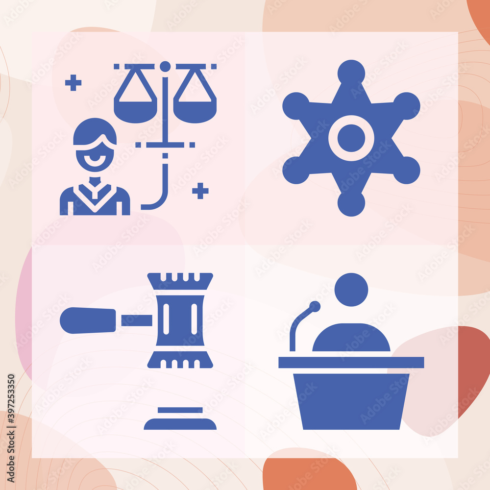 Simple set of law firm related filled icons Simple set of law firm related filled icons