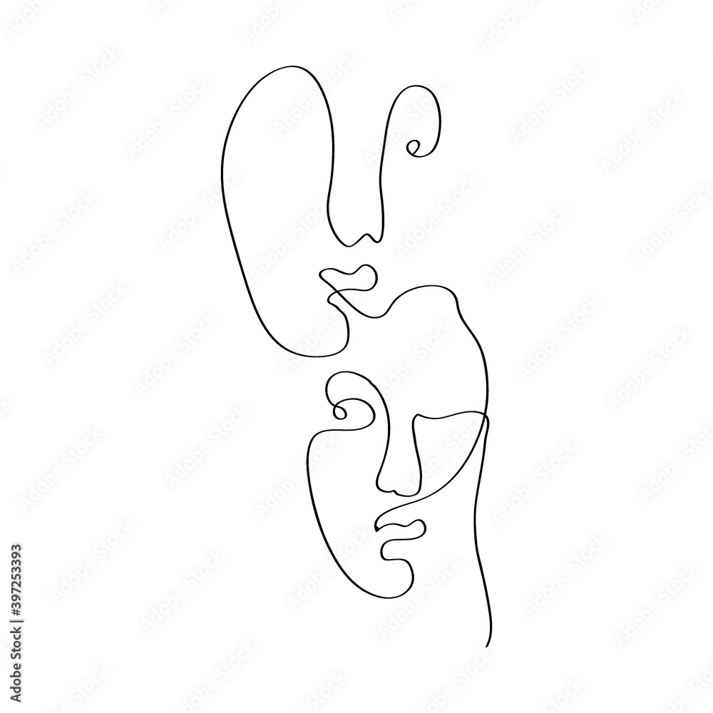 Surreal Faces One Line Art . Abstract Minimalistic Art design for print, cover, wallpaper, Minimal and natural wall art. Vector illustration. Surreal Faces One Line Art . Abstract Minimalistic Art design for print, cover, wallpaper, Minimal and natural wall art. Vector illustration.