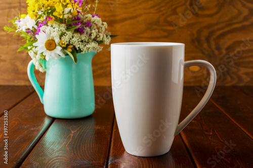 Placeit-Coffee mug mockup with wild flowers