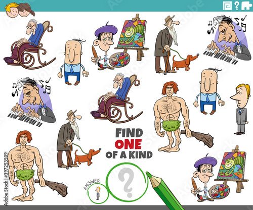 one of a kind game for children with cartoon people