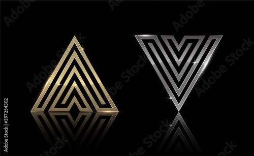 Gold and Silver Triangle shape, Exclusive Design, Creative, Vector and Illustration.