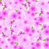 Seamless Vector Background pattern of Pink Cherry Blossoms or Japanese Sakura blossom flowers of Spring in a random arrangement square format suitable for textile. Floral elegance spring background.