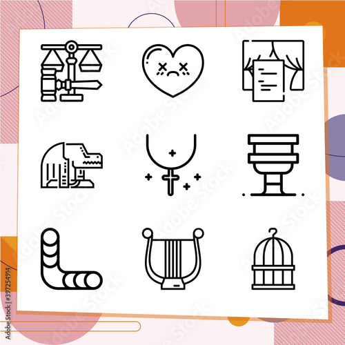 Simple set of 9 icons related to ethnic