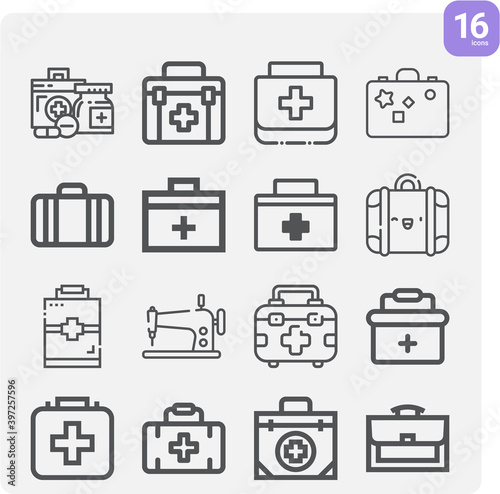Simple set of sewing related lineal icons.